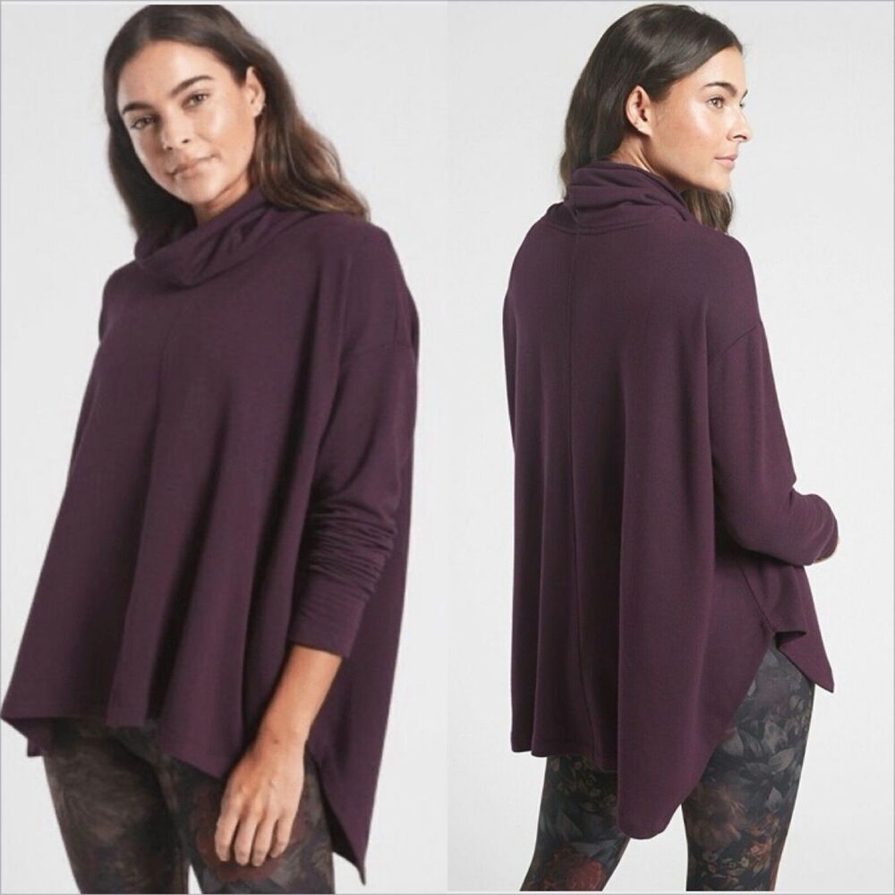 Athleta Ethereal Brushed Funnel Neck Size Small Purple Athletic Athleisure